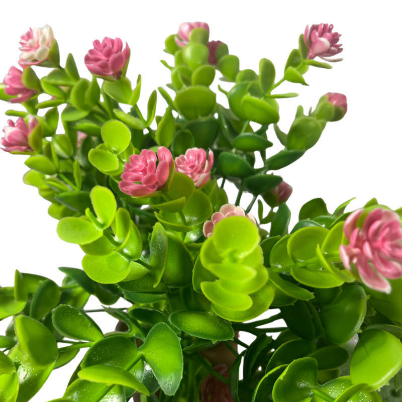 15" Eucalyptus & Flower Mixed Bush - Pink