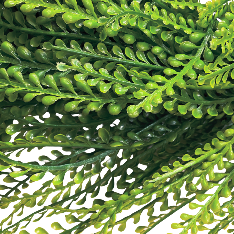 18" UV Protected Bead Grass Wreath- Deep Green