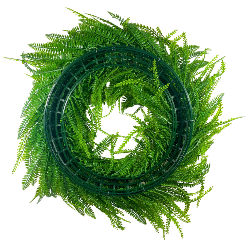 24" UV Fern/ Bead Grass Mixed Wreath