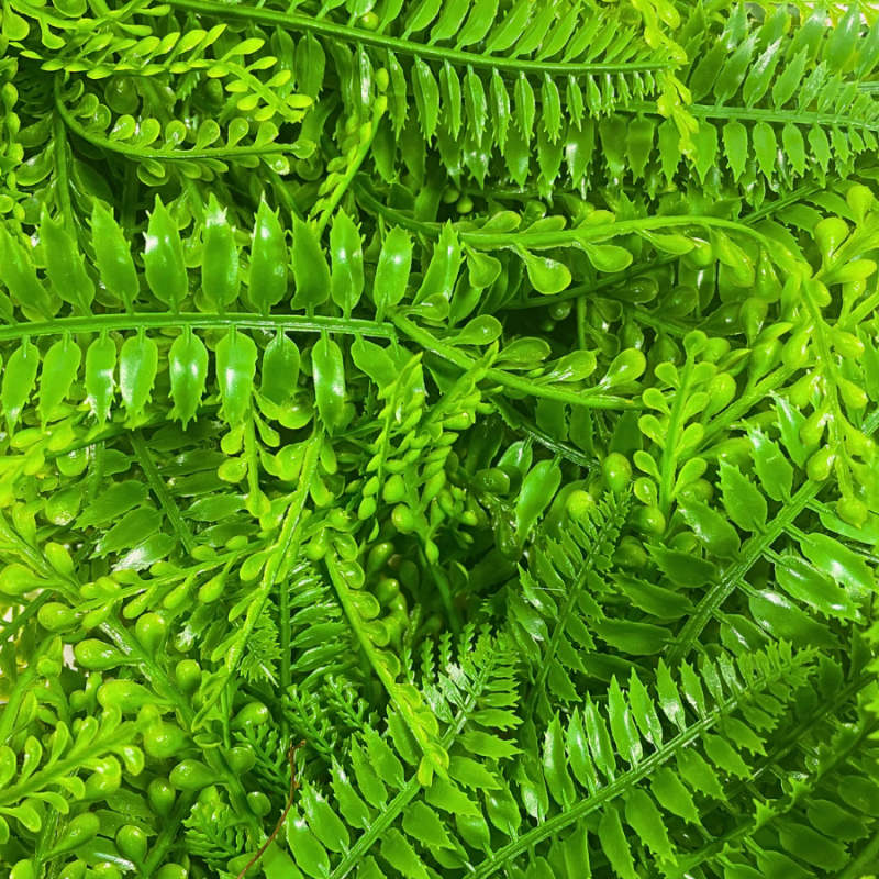 26" UV Fern/ Bead Grass Oval Wreath