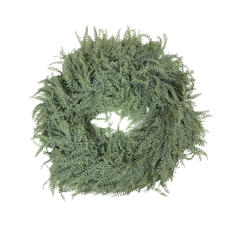 28" Round UV Bead Grass Wreath- Frosted Green