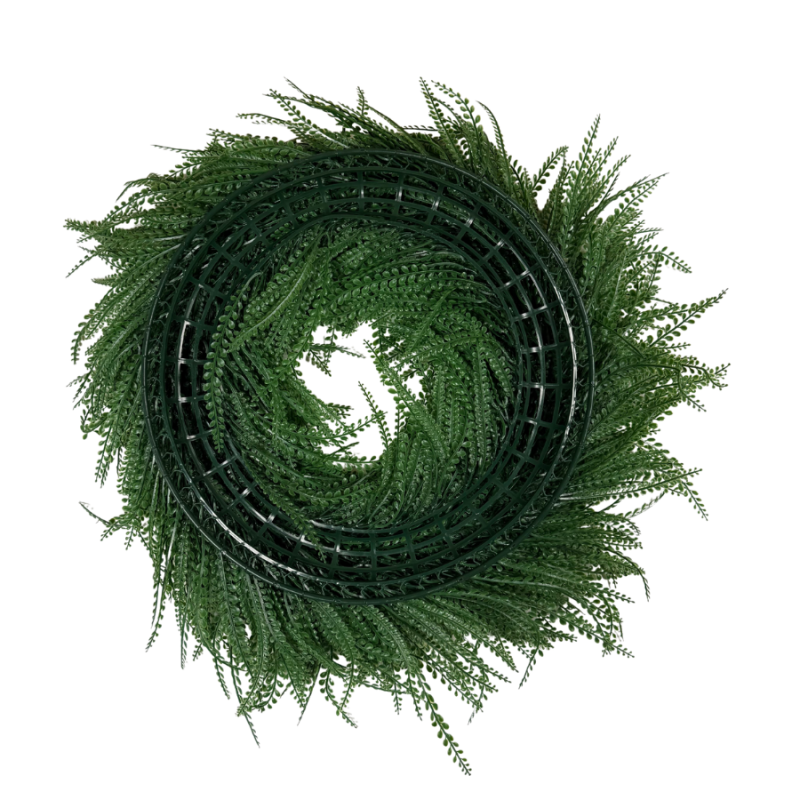 28" Round UV Bead Grass Wreath-Dark Green