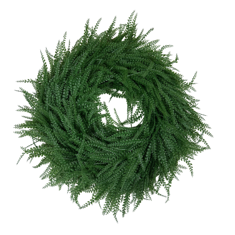 28" Round UV Bead Grass Wreath-Dark Green