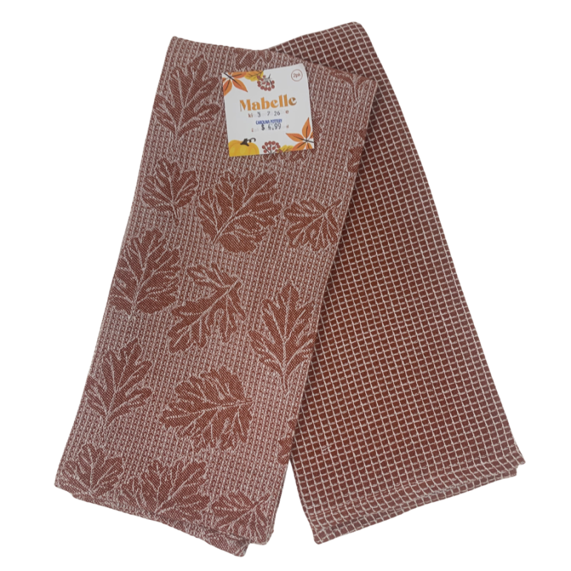 2pk Fall Jacquard Kitchen Towel Leaf Set - OR