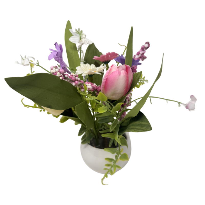 9" Pink & Purple Tulip Arrangement in Pot