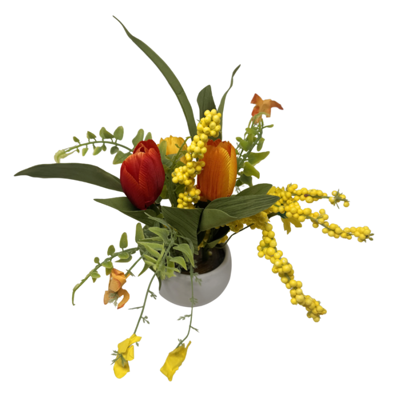 9" Orange Tulip Arrangement in Pot