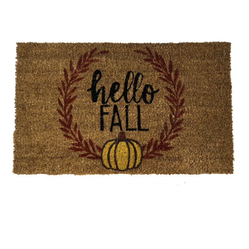 Hello Fall with Leaf Wreath Doormat | Fall Doormats/Inserts