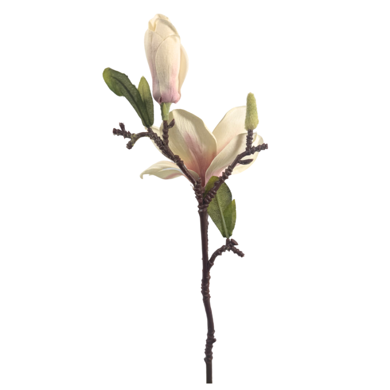 14.5" Magnolia with Bud Pick- Cream/Pink