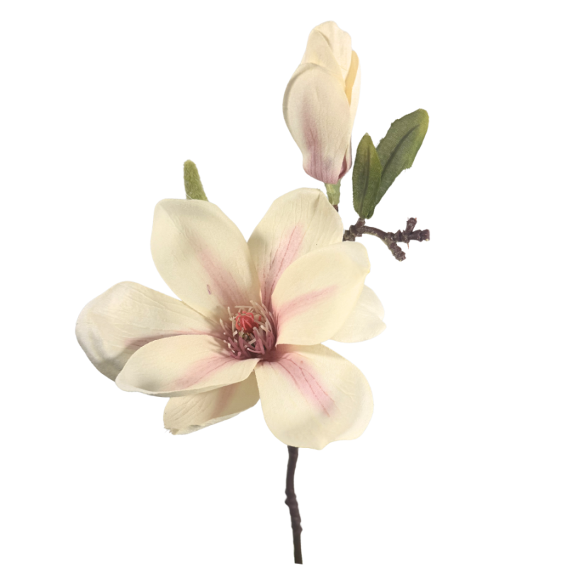 14.5" Magnolia with Bud Pick- Cream/Pink