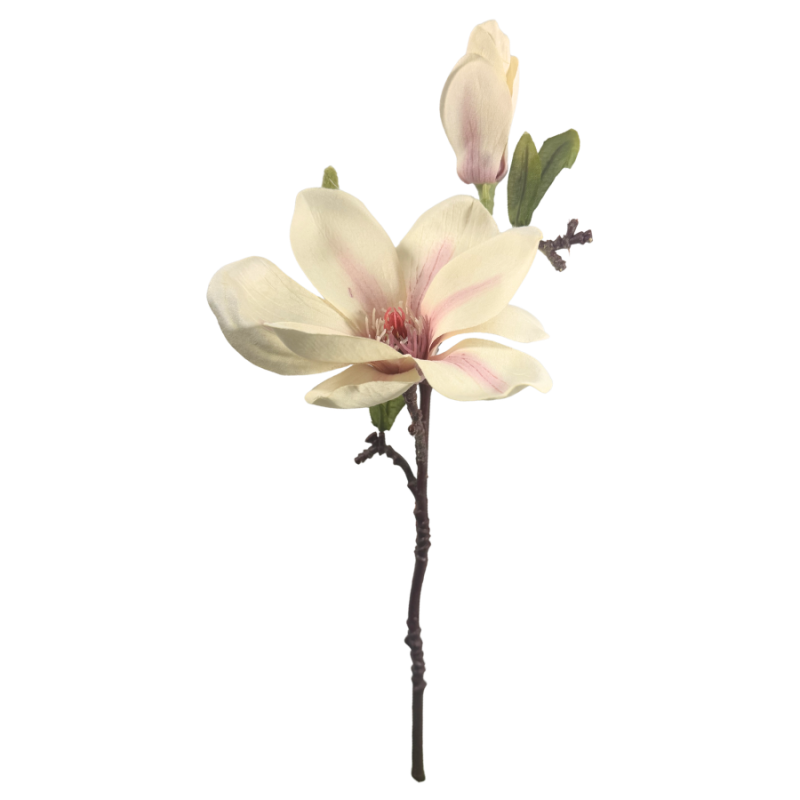 14.5" Magnolia with Bud Pick- Cream/Pink