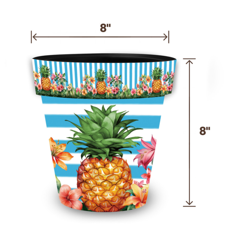 8" Pineapple & Stripes Planter