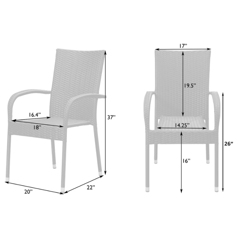 Wicker Stackable Chair Set of 6