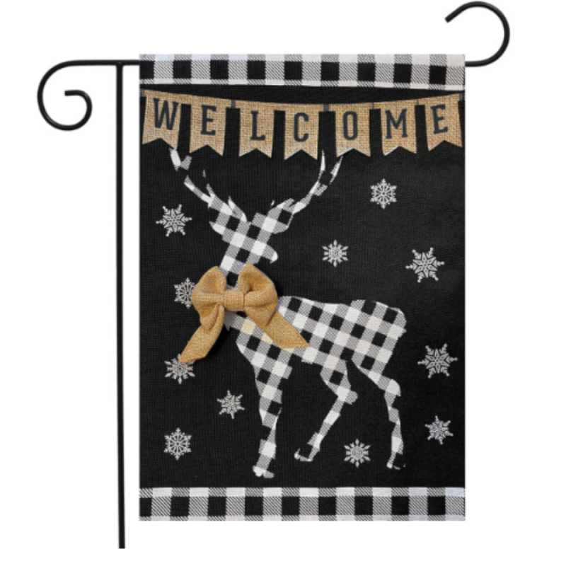 Checkered Deer Garden Flag