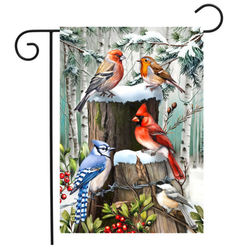 Winter Woodland Birds Garden Flag