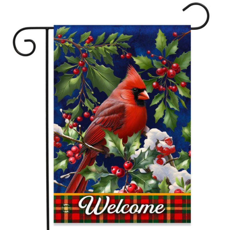Cardinal & Holly Garden Flag