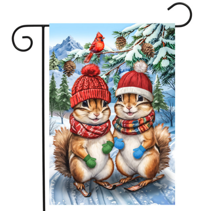 Winter Chipmunks Garden Flag