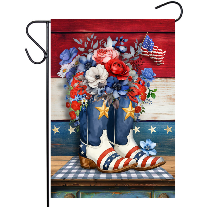 Patriotic Cowboy Boots Garden Flag