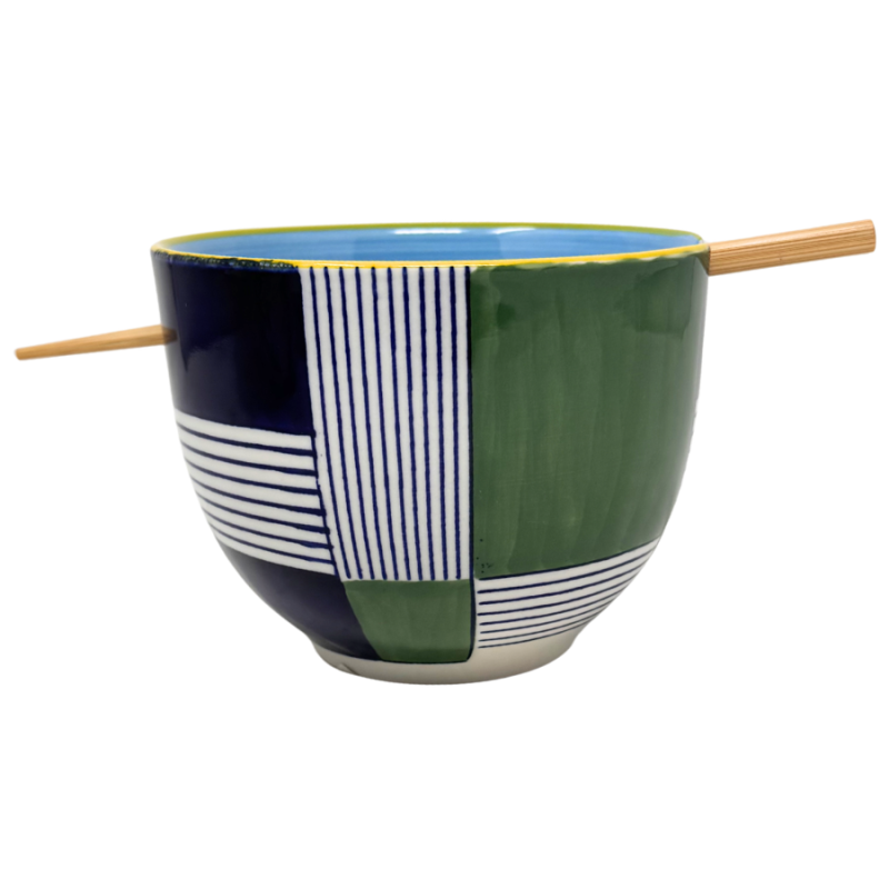 Noodle Bowl w/ Chopsticks - Geometric