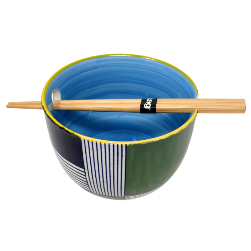 Noodle Bowl w/ Chopsticks - Geometric