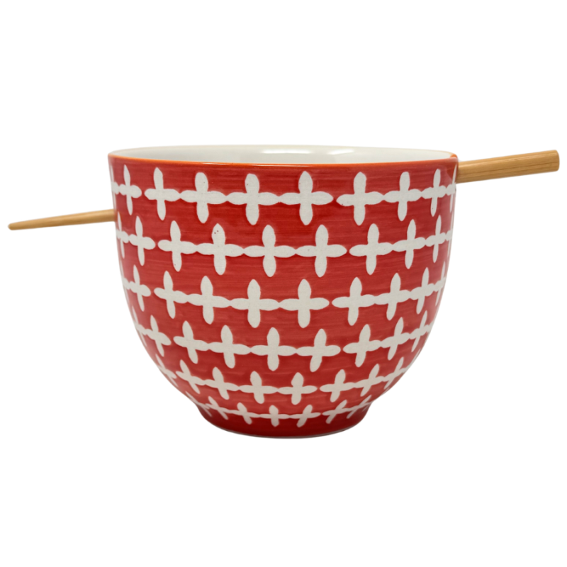 Noodle Bowl w/ Chopsticks - Red