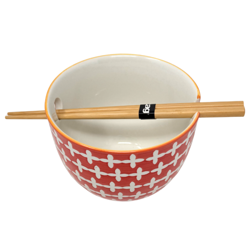 Noodle Bowl w/ Chopsticks - Red