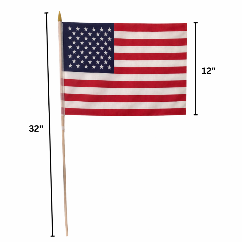 32" American Flag on Wooden Pole