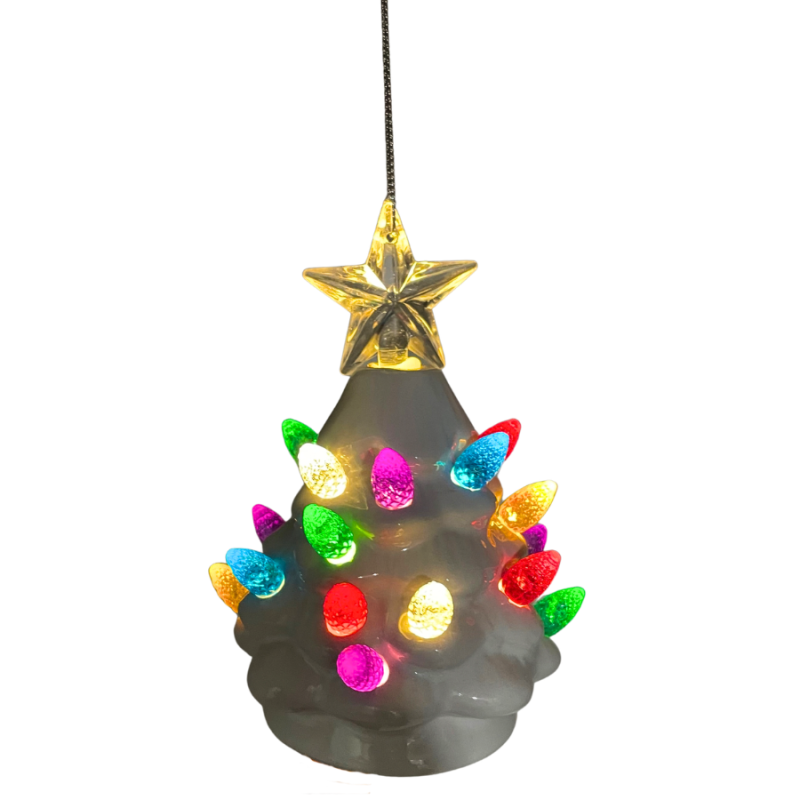 4" Light Up Tree Ornament - White