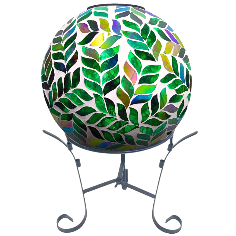Green Leaves Solar LED Mosaic Gazing Ball