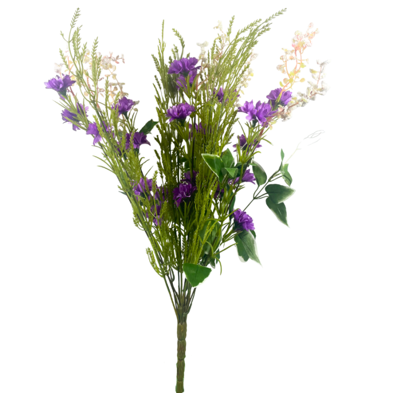 24" Wild Flower & Baby's Breath Bush - Purple