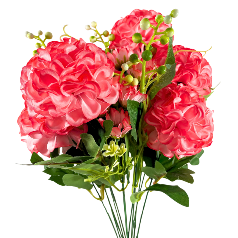 19" Hydrangea & Daisy Bush - Coral