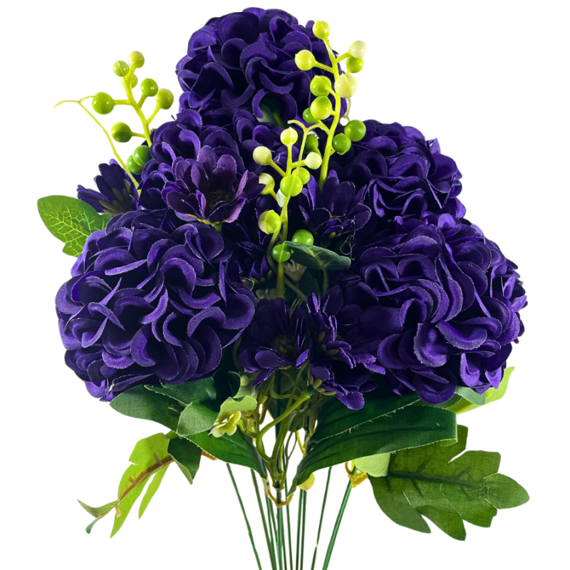19" Hydrangea & Daisy Bush - Purple