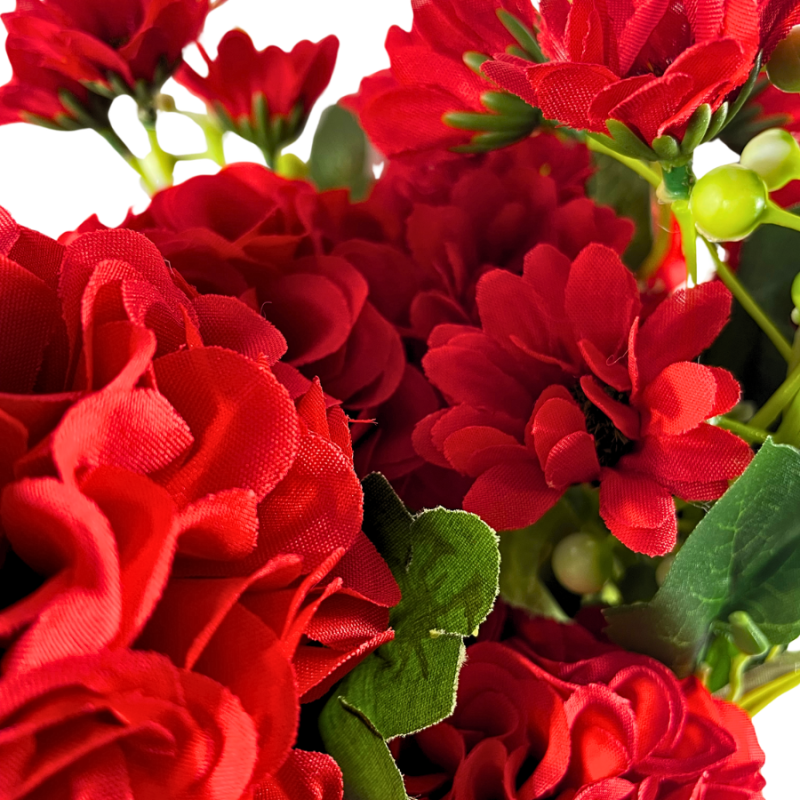 19" Hydrangea & Daisy Bush - Red