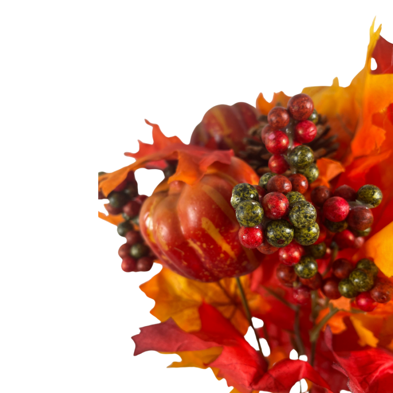 20" Pumpkin, Leaves, and Berries Bush