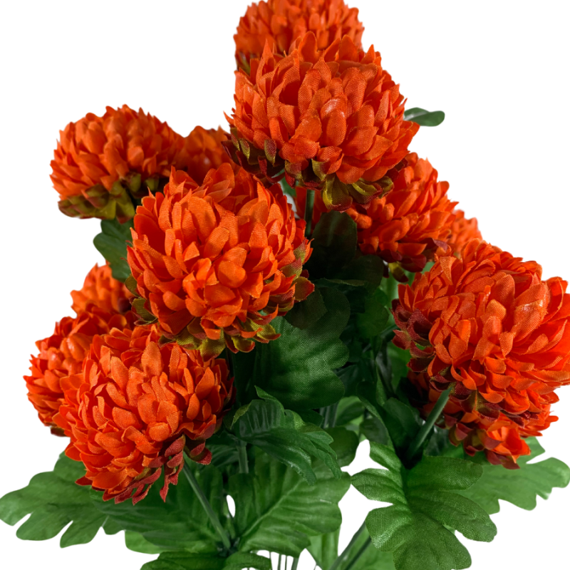 17" Orange Mum Bush Flower