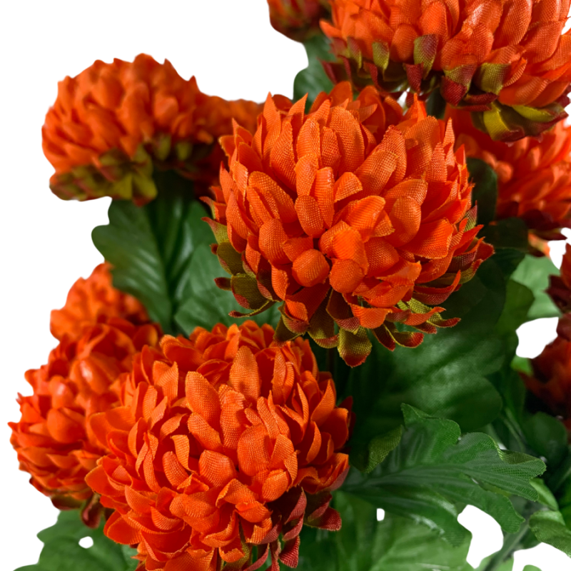 17" Orange Mum Bush Flower