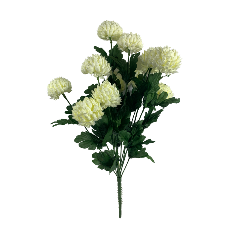17" White Mum Bush Flower