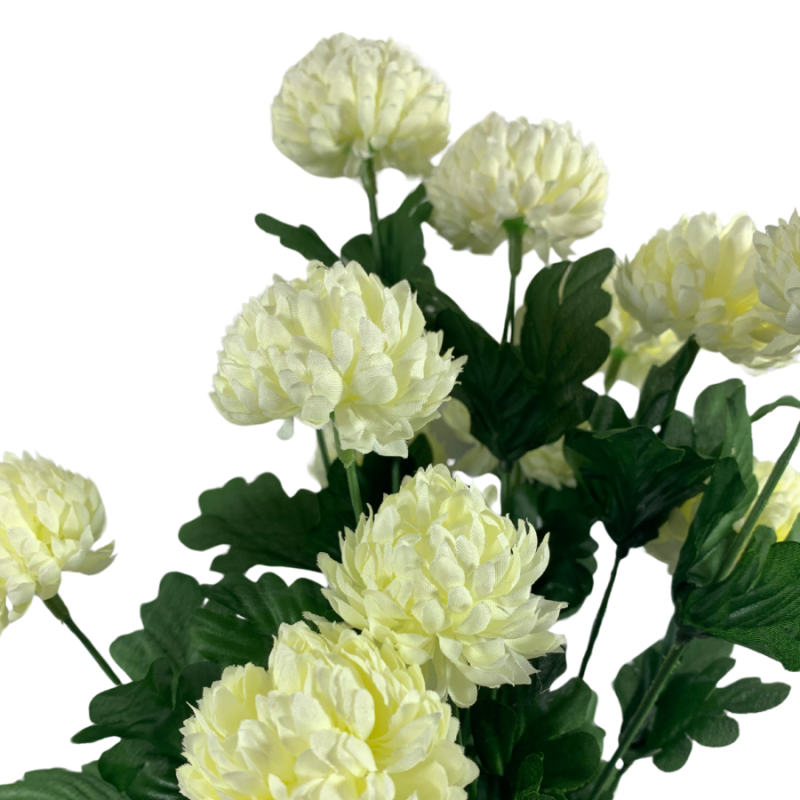 17" White Mum Bush Flower
