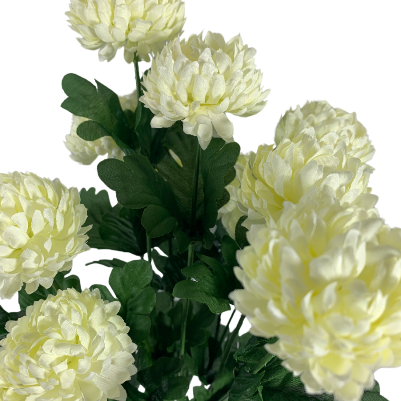 17" White Mum Bush Flower