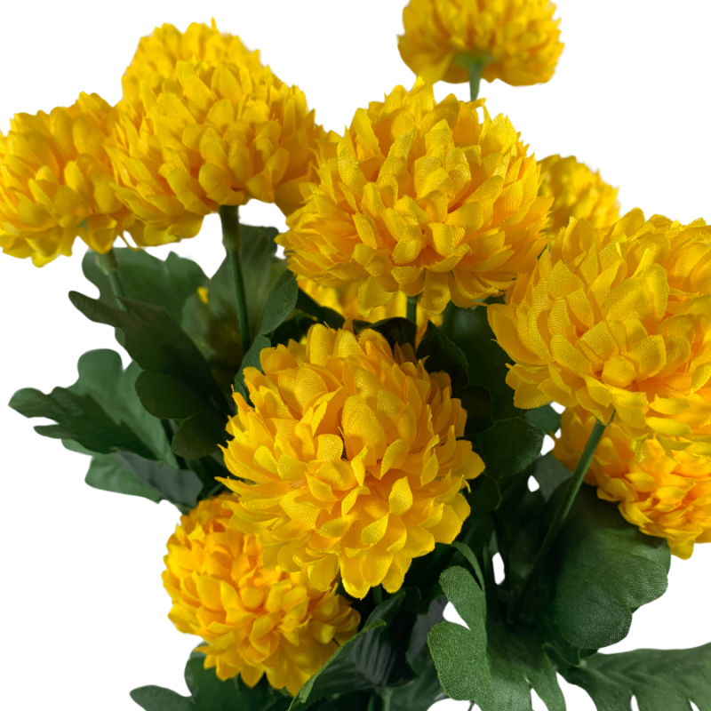 17" Yellow Mum Bush Flower