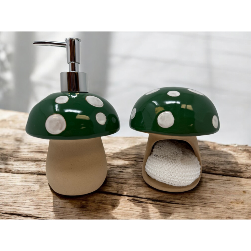 Ceramic Green Mushroom Soap Pump