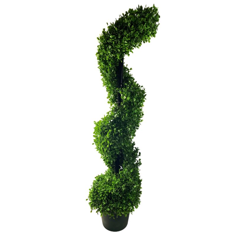 36" Indoor / Outdoor Artificial Boxwood Spiral Topiary with Planter