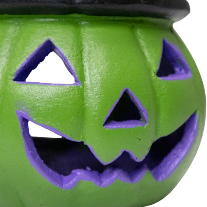 Green Jack-O-Lantern with Witch Hat