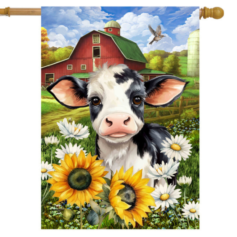 Cute Cow House Flag