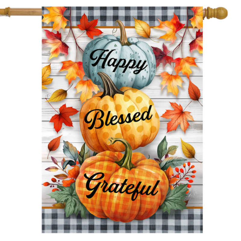 Pumpkins & Stripes House Flag
