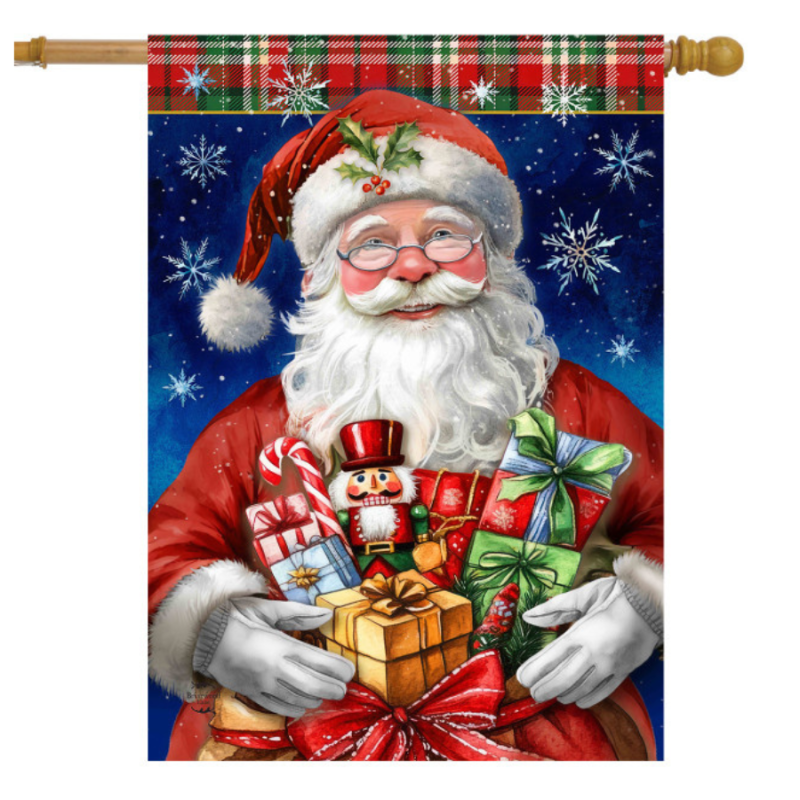 Holly Jolly Santa House Flag
