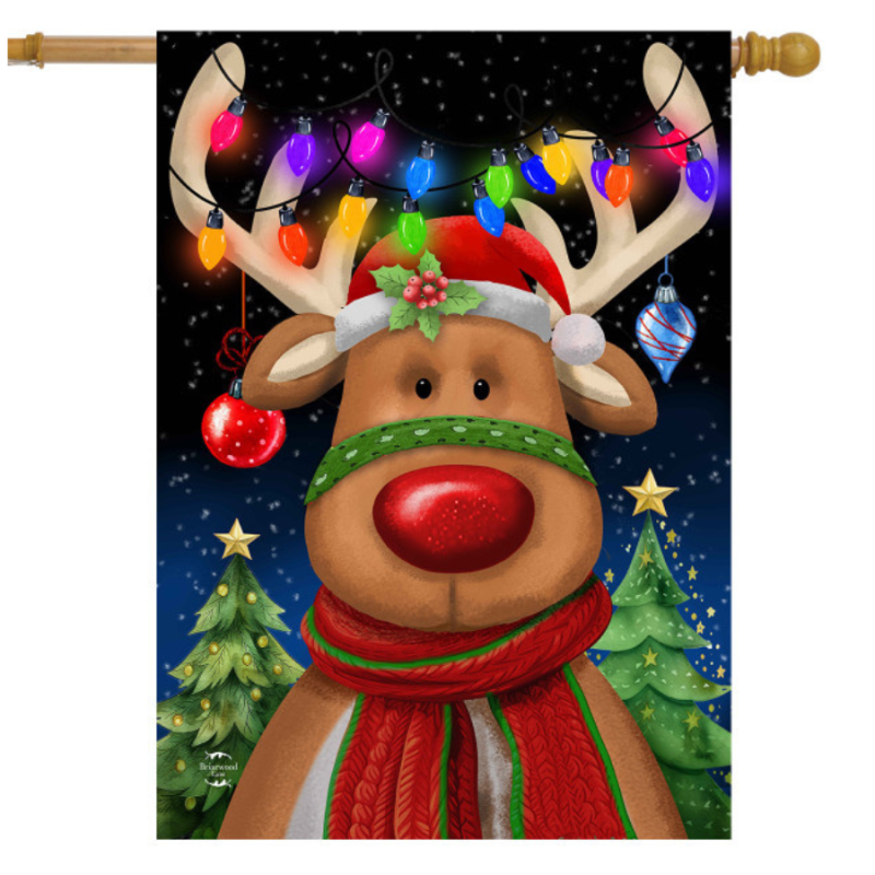 Festive Reindeer House Flag