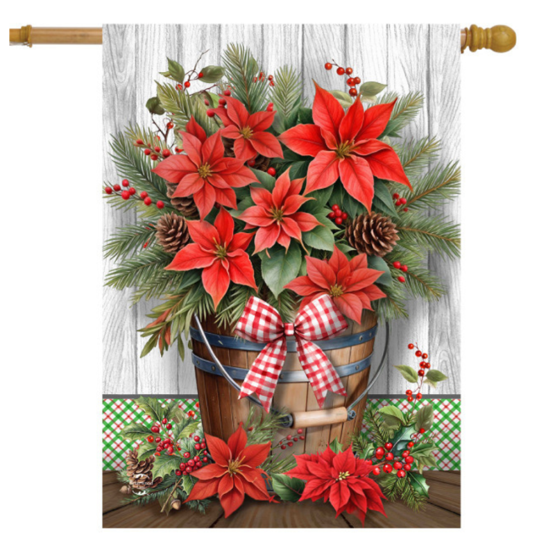 Poinsettia Pail House Flag