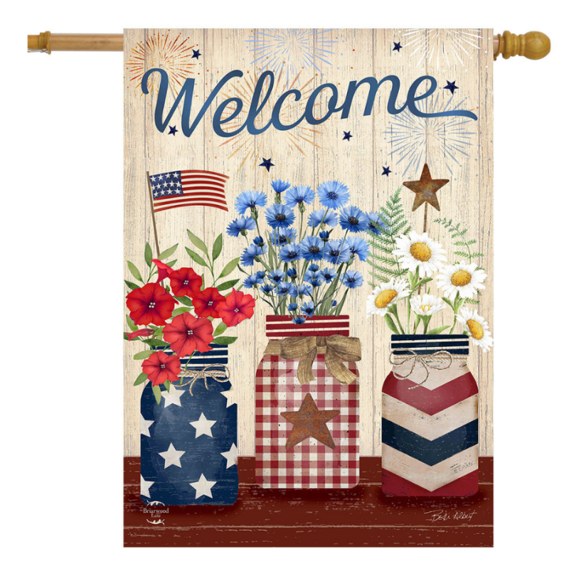 Welcome American Mason Jars House Flag