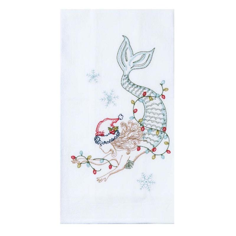 Holiday Mermaid Emb Flour Sack Towel