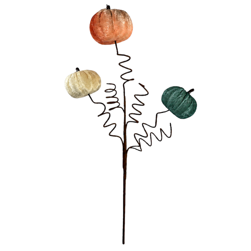 22" Velvet Pumpkin Trio Pick- Cream/Coral/Teal